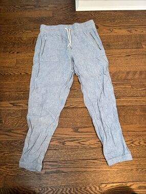 Athleta Chambray Linen Jogger Pants - Casual Drawstring Waist size 10